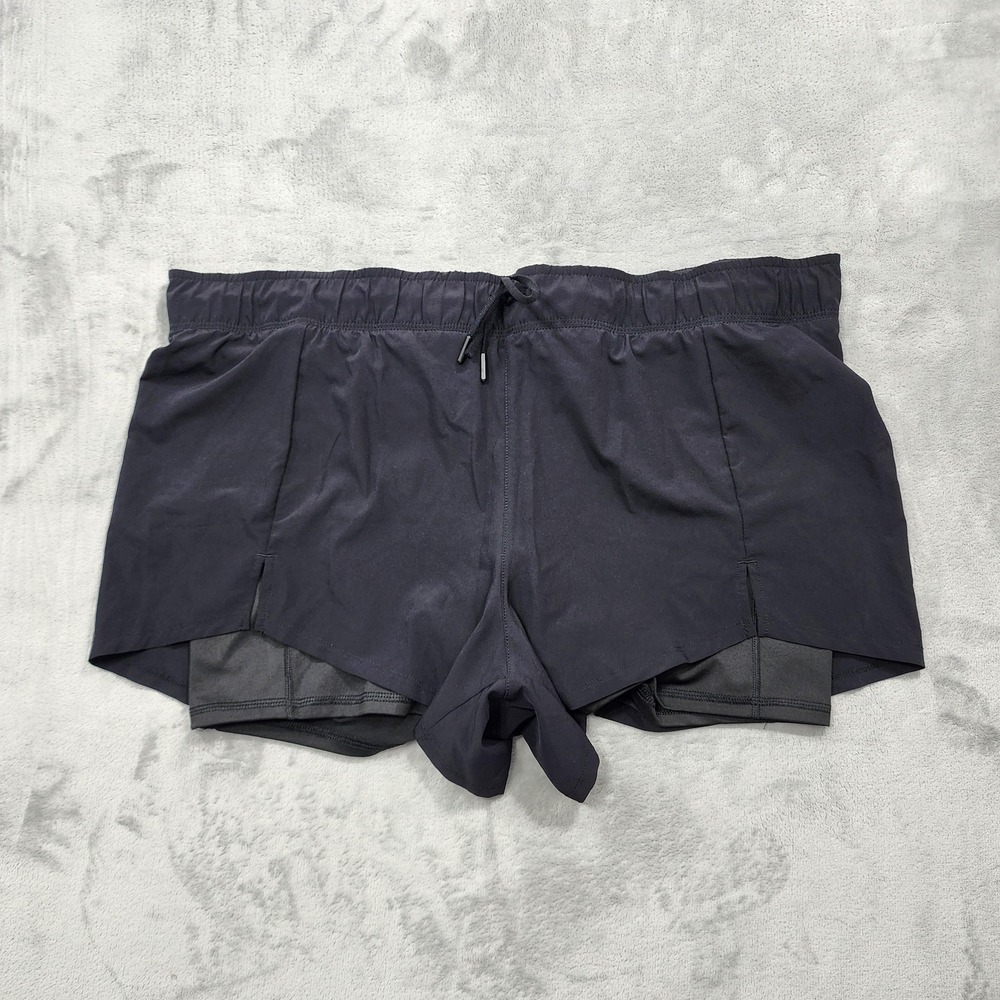 Avia Shorts‎ Womens XXL (20) Black 3" 2-In-1 Lined Running Athletic Gym Pockets